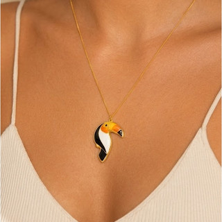 Colar Tucano Esmaltado Brasil - Coleção Animal Fauna Tropical