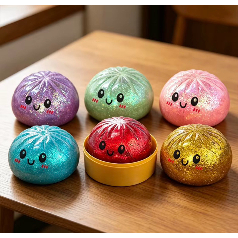 Slime Caixa Surpresa Glitter Dumpling Squishy Antiestresse Paozinho Viral