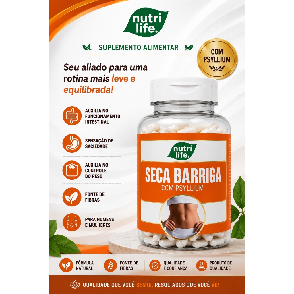 Suplemento  Com Psyllium seca/barrriga Mix de Fibras Naturais 120 cápsulas 500mg nutri life