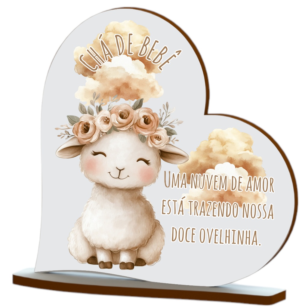 Kit 12 Pç Centro De Mesa Chá De Bebê Revelação Ovelha 03