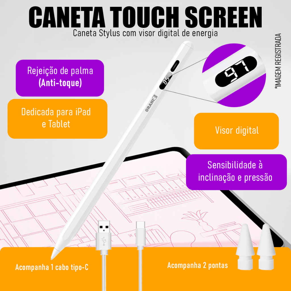 Caneta Pencil 10ª Geração para iPad Air/Pro/Mini Rejeição da Palma Inclinação De