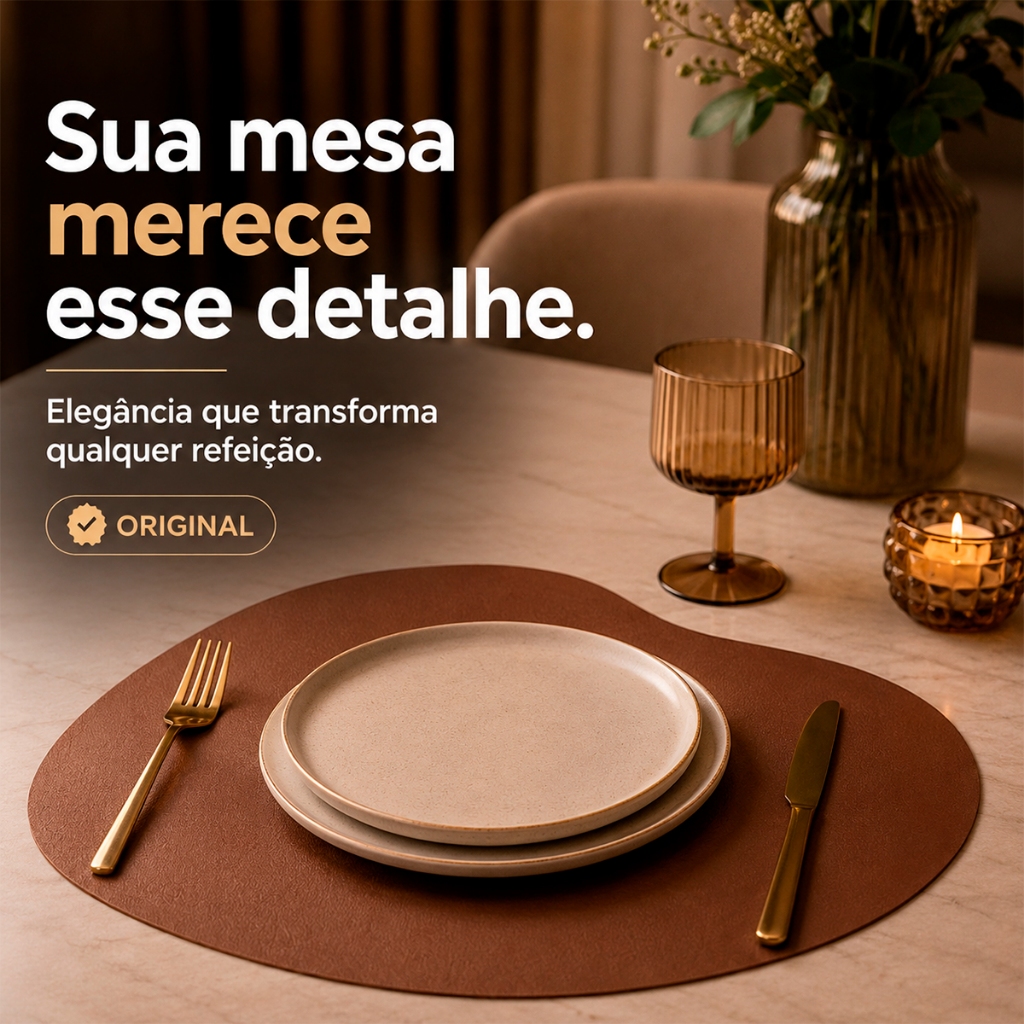 Jogo Americano Sousplat Couro + Porta Copos Jantar Mesa Posta Restaurante Decoração Porta Guardanapo