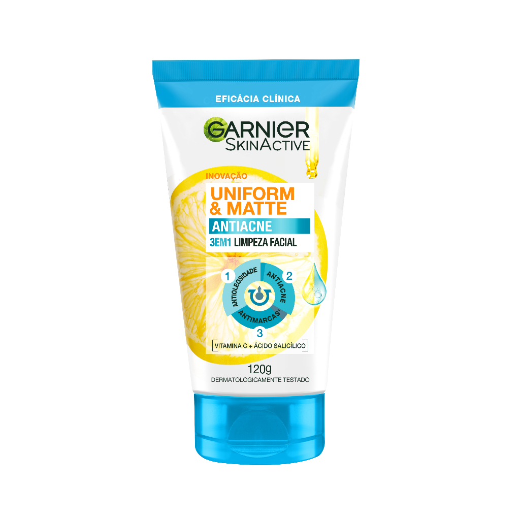 Gel de Limpeza Facial 3 em 1 Antiacne para Pele Oleosa com Ácido Salicílico Unif
