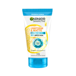 Gel de Limpeza Facial 3 em 1 Antiacne para Pele Oleosa com Ácido Salicílico Uniform & Matte Garnier 120g