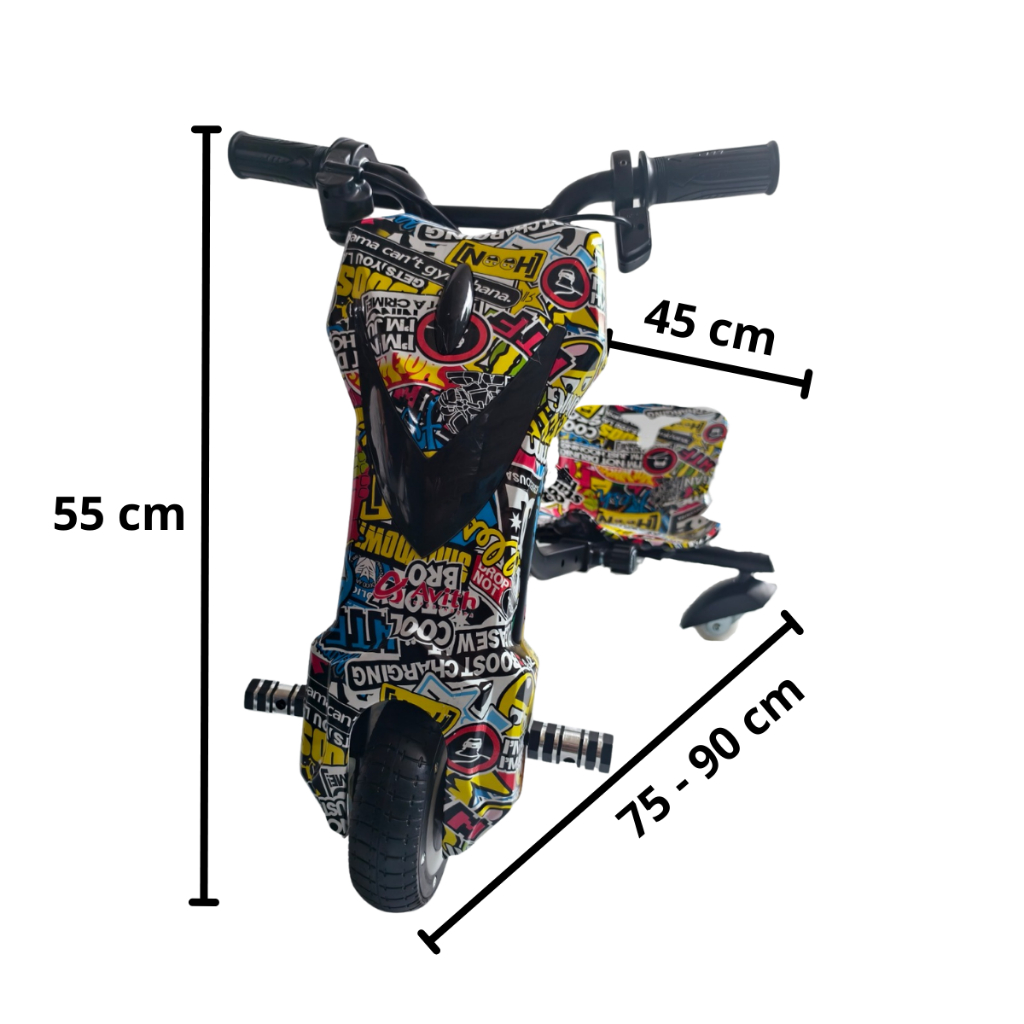 Triciclo Elétrico Drift 3 Rodas Bluetooth Led Infantil AmareloTriciclo Elétrico Drift 3 Rodas Bluetooth Led Infantil Ama