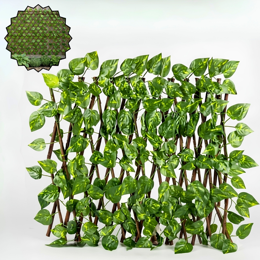 cerca c/folhas artificiais, Decorativo Expansível, verde, Treliça 120x200, p/Jardim, Parede, Varanda