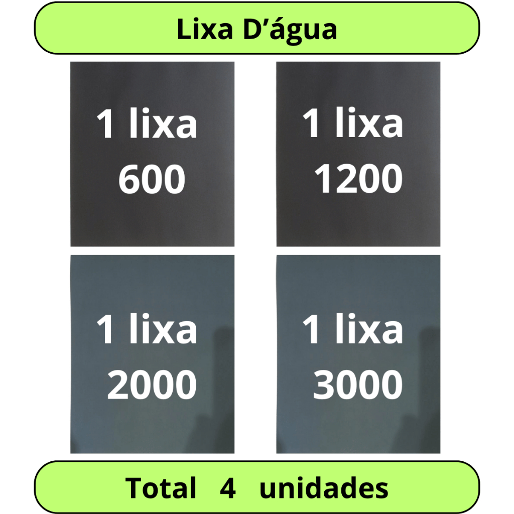 Lixa 600 1200 2000 3000 Kit 1 ou 2 Folhas Grão D'água Polimento Lixamento Licha Água Plásticos Metal