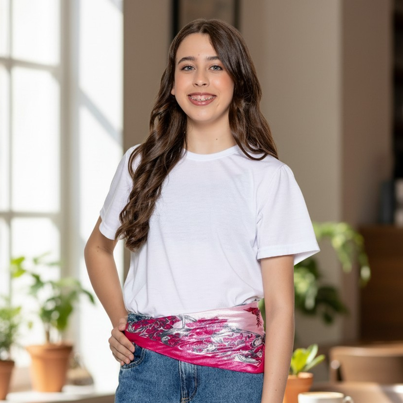 Camiseta Juvenil Menina Manga Curta Básica Lisa Branca Escolar Uniforme Leve Confortável Casual