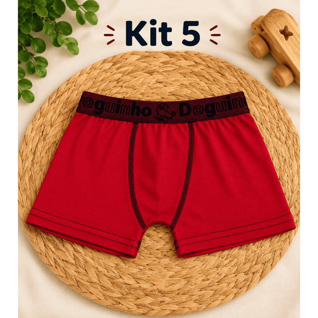 Kit 5 Cueca Boxer Infantil Mirim Doguinho Microfibra Confortável Elástico Personalizado