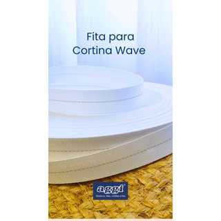 Fita para Cortina Wave Branco Alvejado com Linha Guia para Aplicar Ilhós para Trilho Suíço AGGI 25mm
