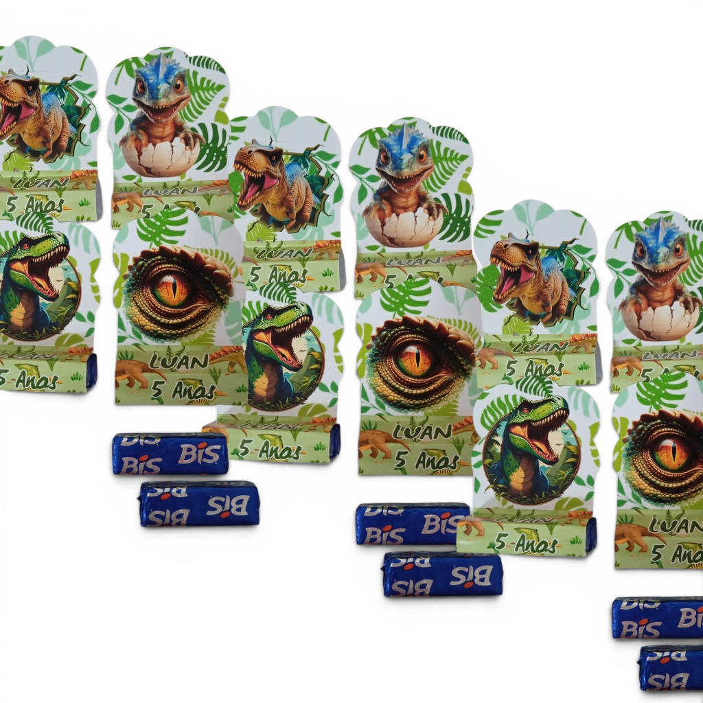 Porta Bis Duplo Personalizado- DINOSSAUROS - Lembrancinha Aniversário Festa Enfeite de Mesa