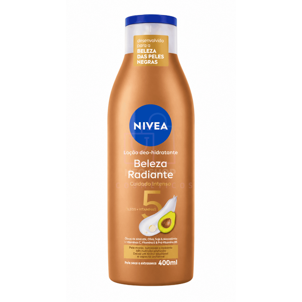 Loção Deo Hidratante Corporal Nivea Beleza Radiante Cuidado intenso Negra 400ml