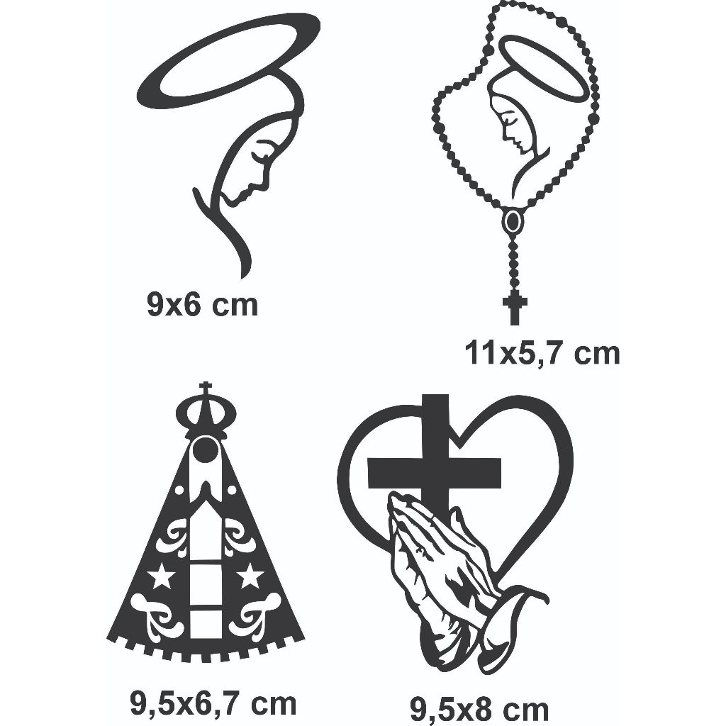 Cartela de adesivos religiosos para carro, moto, capacete, caminhão, Nossa Senhora, Cruz Fé, terço em recorte eletronico
