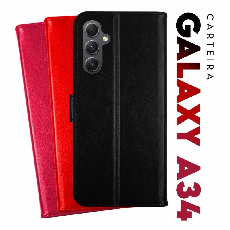 Capa de carteira flip cover Proteção completa 360° Fecho magnético GALAXY A34