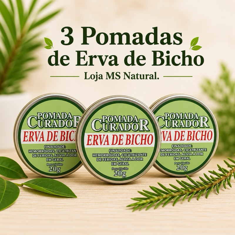 3 Pomadas de Erva de Bicho 20g - Envio Imediato