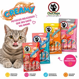 Kit Petisco Cremoso Chuchups Para Cães e Gatos – 4 Sabores - Contém 4un de 15g