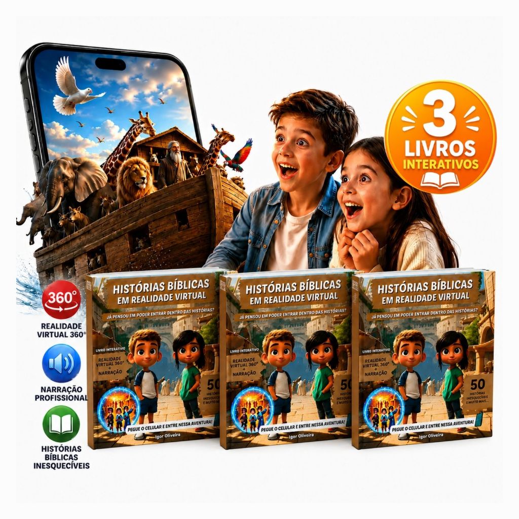 Kit 3 Livros Historias Biblicas em Realidade Realidade Virtual 360° |  Bíblia Narradas Interativo Presente