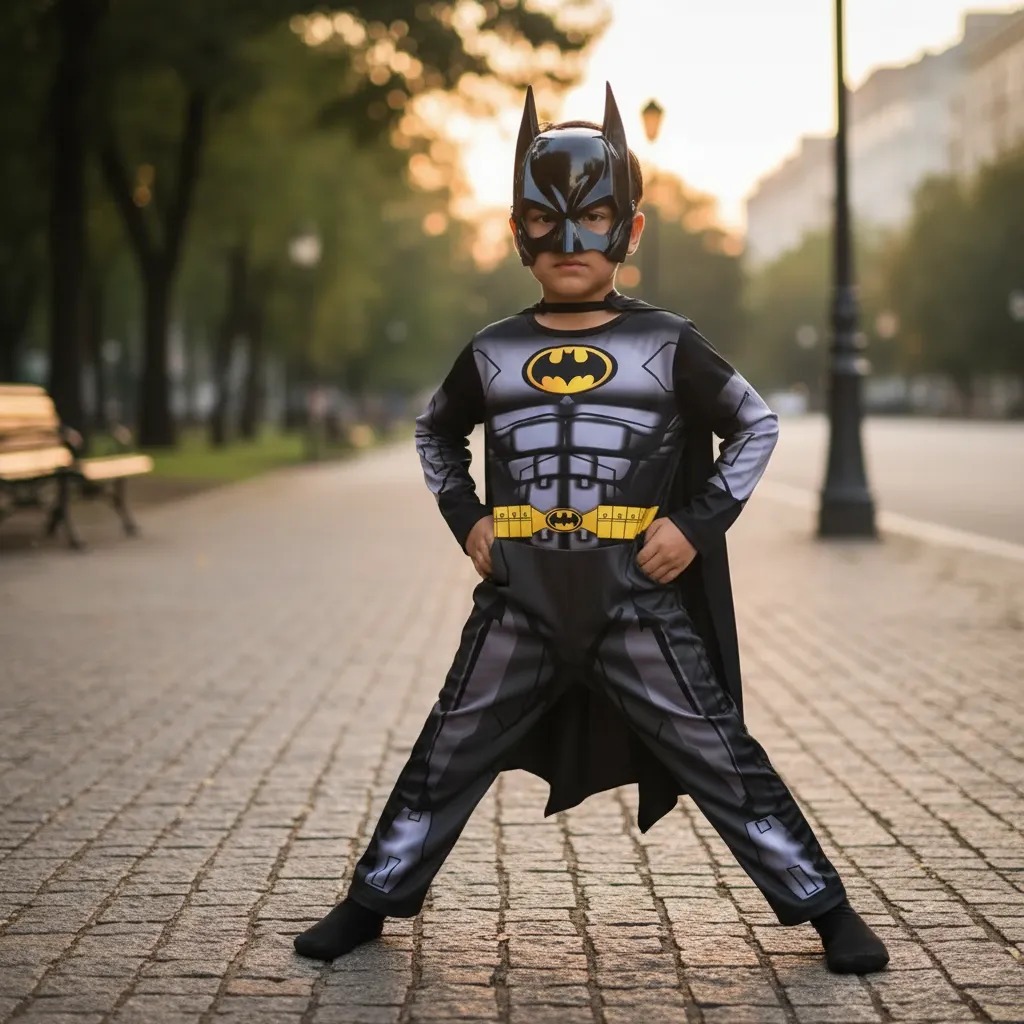 Roupa Fantasia Batman Longa Com Enchimento E Máscara