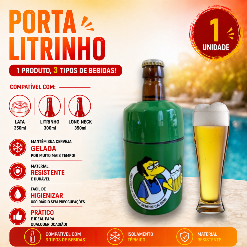Porta Lata 3x1 Long Neck Garrafa Suporte Litrinho Cerveja Personalização
