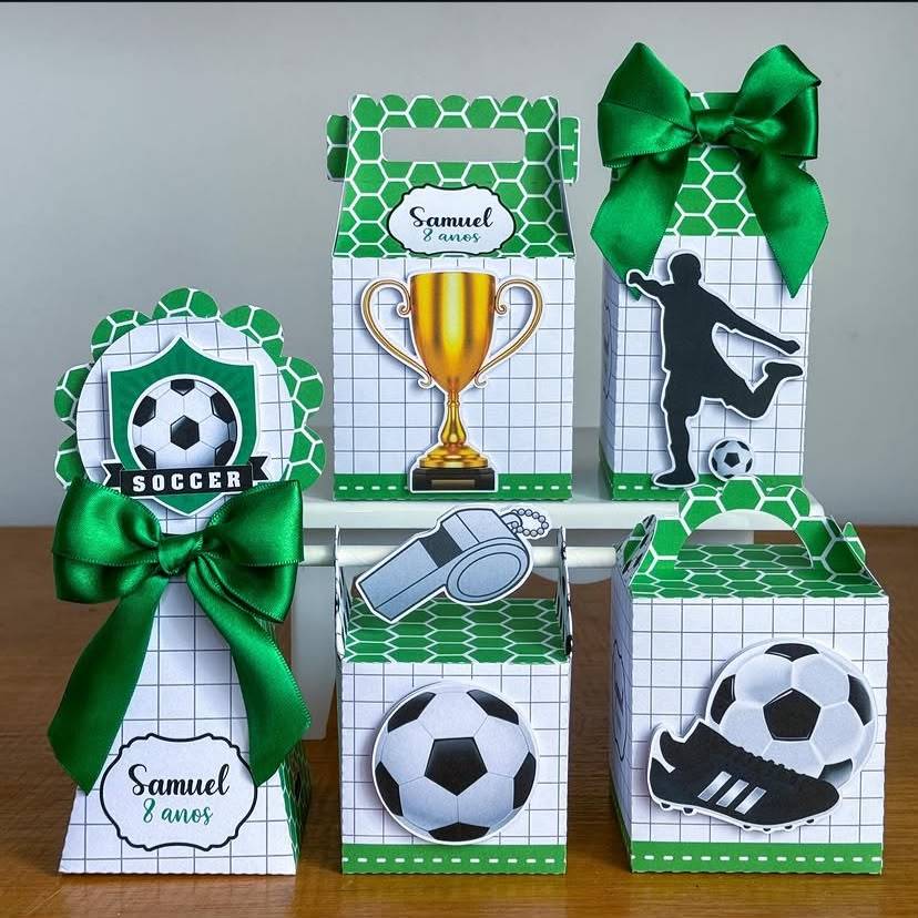Kit 20 Caixinhas Personalizadas Tema Futebol | Lembrancinhas de Festa | Kit Personalizado Futebol