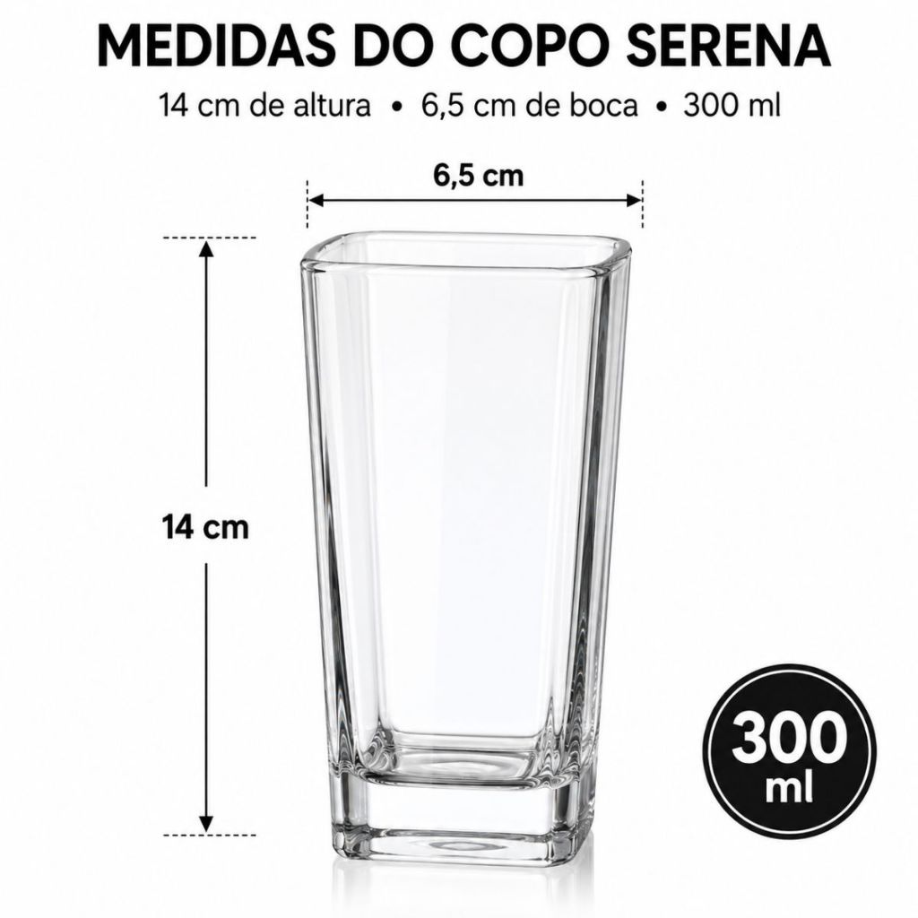 Copos Vidro Quadrado 300ml Miami Bali Kit 6, 12 ou 18 unidades Ambar Fume Transparente Drink · foto 2