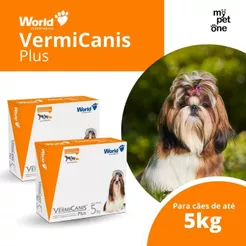 Kit 2 VermiCanis Plus Vermífugo World para Cães de 5Kg - Blíster 4 Comprimidos