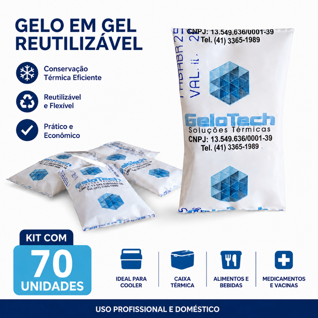 Bolsa gelox gel artificial reutilizável flexível 15 ml 70 un placa gelo cooler transporte