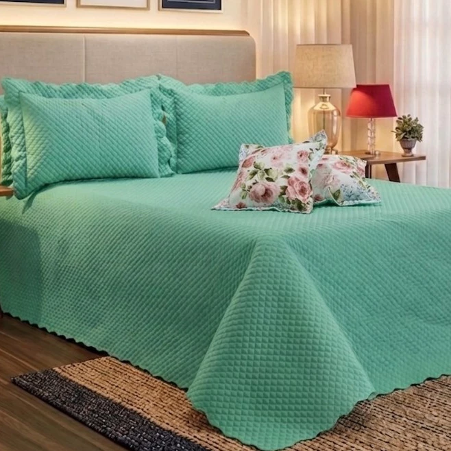 SOLTEIRO CASAL QUEEN Cobre Leito FLORENCE 05 Peças - Colcha Premium Exclusiva Micropercal 400 Fios — imagem 1