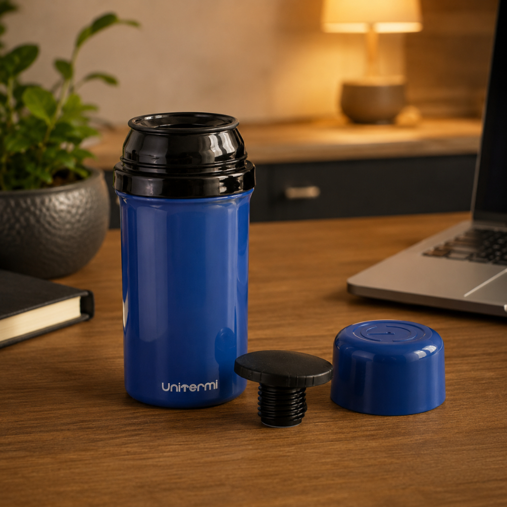 Garrafa Térmica Fano Unitermi 400ml Compacta Café Chá Água Quente Fria Tampa Rosca Portátil Bolsa Trabalho Escola