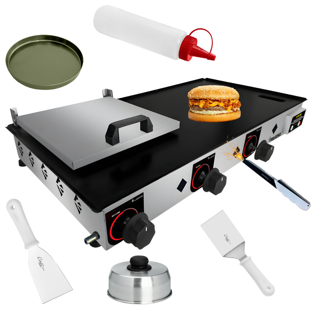 Chapa De Lanche Sanduicheira Industrial  80x40 Economic + kit acessórios profissional