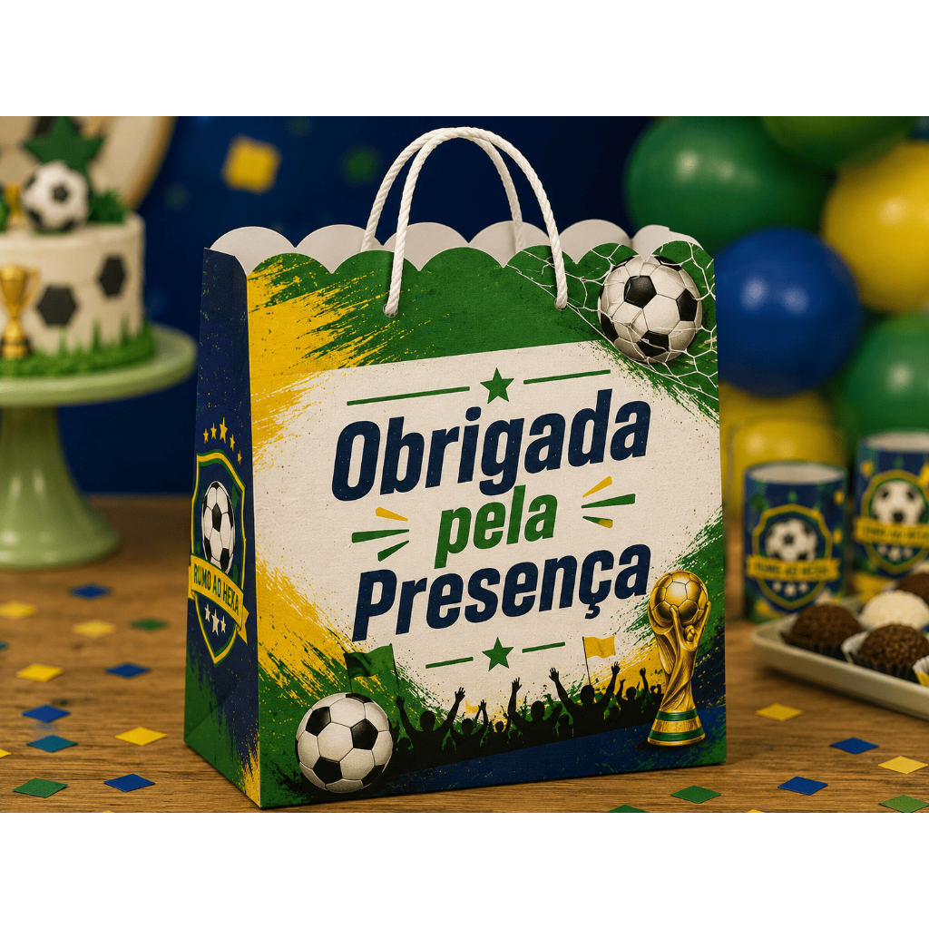 Sacolinha Personalizada Tema FUTEBOL Festa Infantil Lembrancinha Aniversário 10 15 ou 25 Unidades - COMPRE E MONTE
