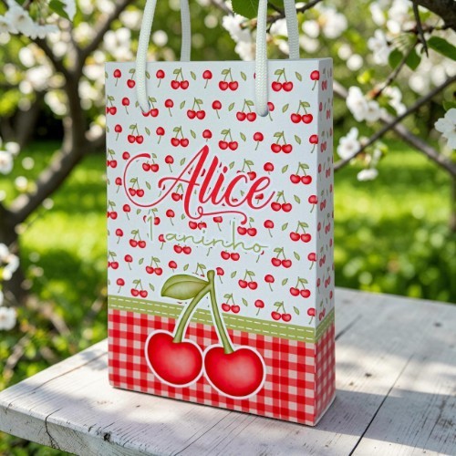 Sacolinha Personalizada Cerejinha Pegue e Monte Lembrancinhas Infantil Sacolas | Personalizados
