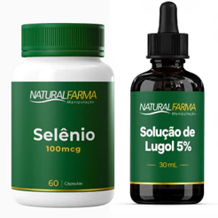 Iodo 5% 30ml + Selênio Quelato 100mcg 60 cápsulas, Imunidade, Tireoide