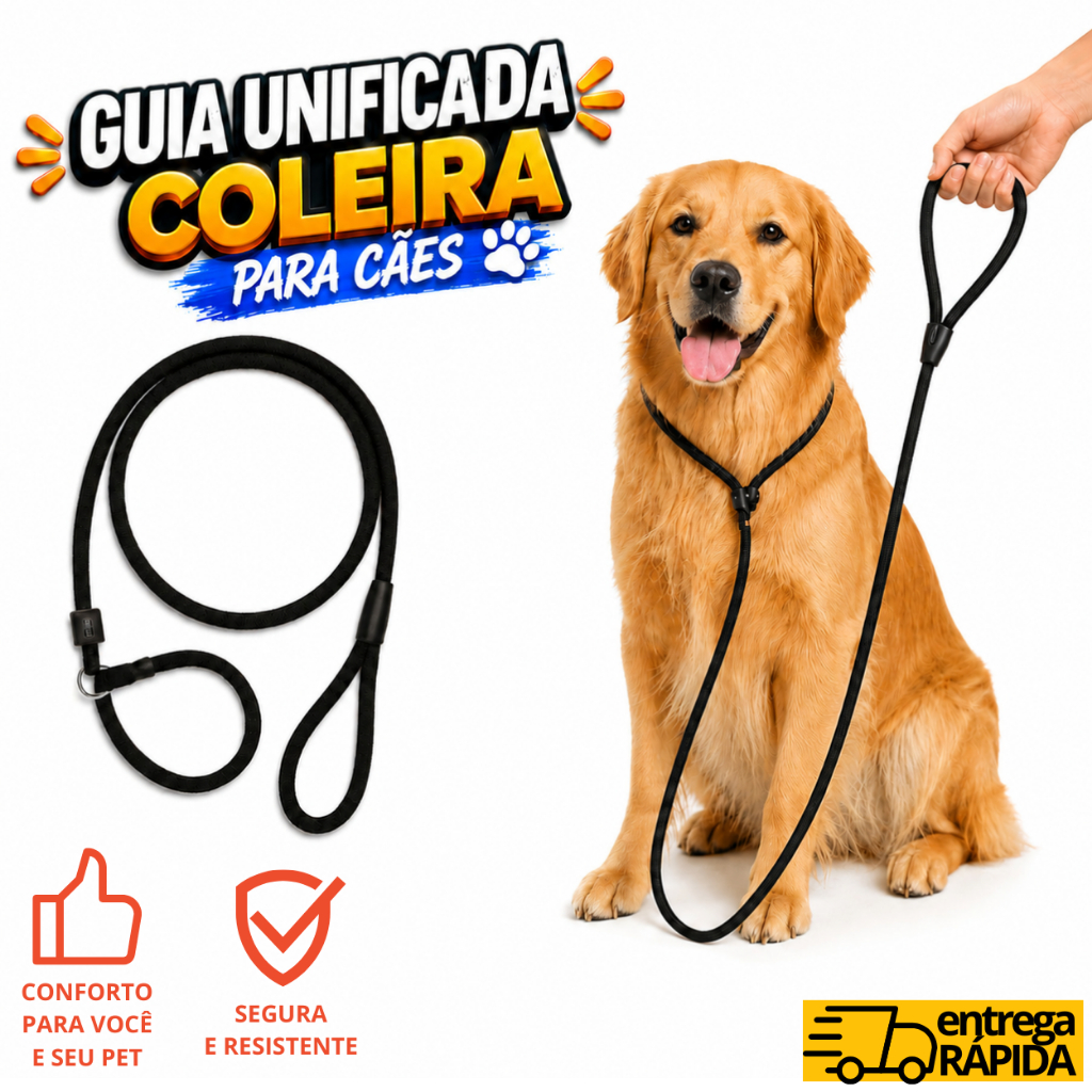 Coleira Cachorro Guia Unificada Adestramento de Cães Anti Puxão Cães Pequenos, médios e Grandes