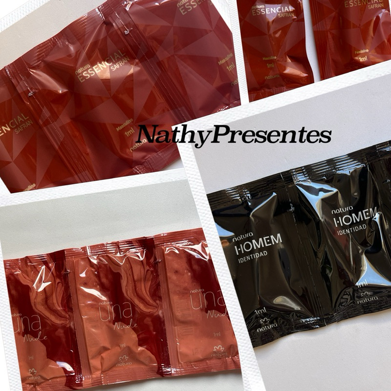 Perfume Natura Miniatura 1ml - a escolher -Ilia Jardim Secreto, Essencial Safran, Una Nude, Homem identidad