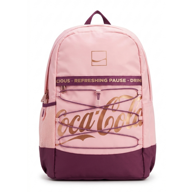 Mochila de Costas Escolar Coca Cola Skin Rosa e Roxa Original - Pacific