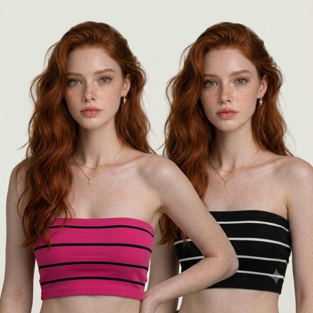 Kit 2 Top Faixa Cotton Cropped Sem Bojo Tomara Que Caia Ribana Premium