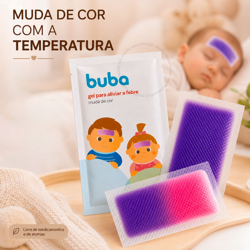 Gel Aliviar Febre 4 Adesivos Compressa Em Gel Buba Refrescante Criança Bebê Infantil