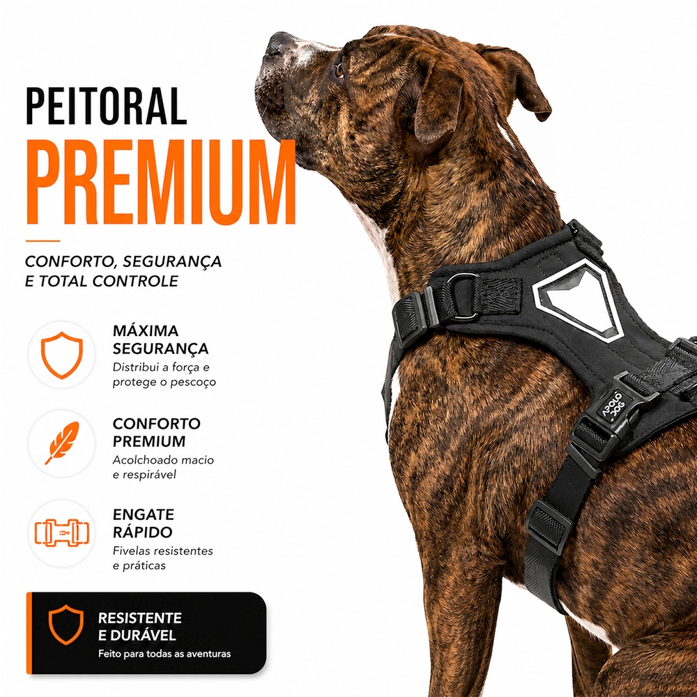 Peitoral H Antipuxão Coleira Adestramento Cachorro Cão Ajustável Confortável Cão Que Puxa Forte