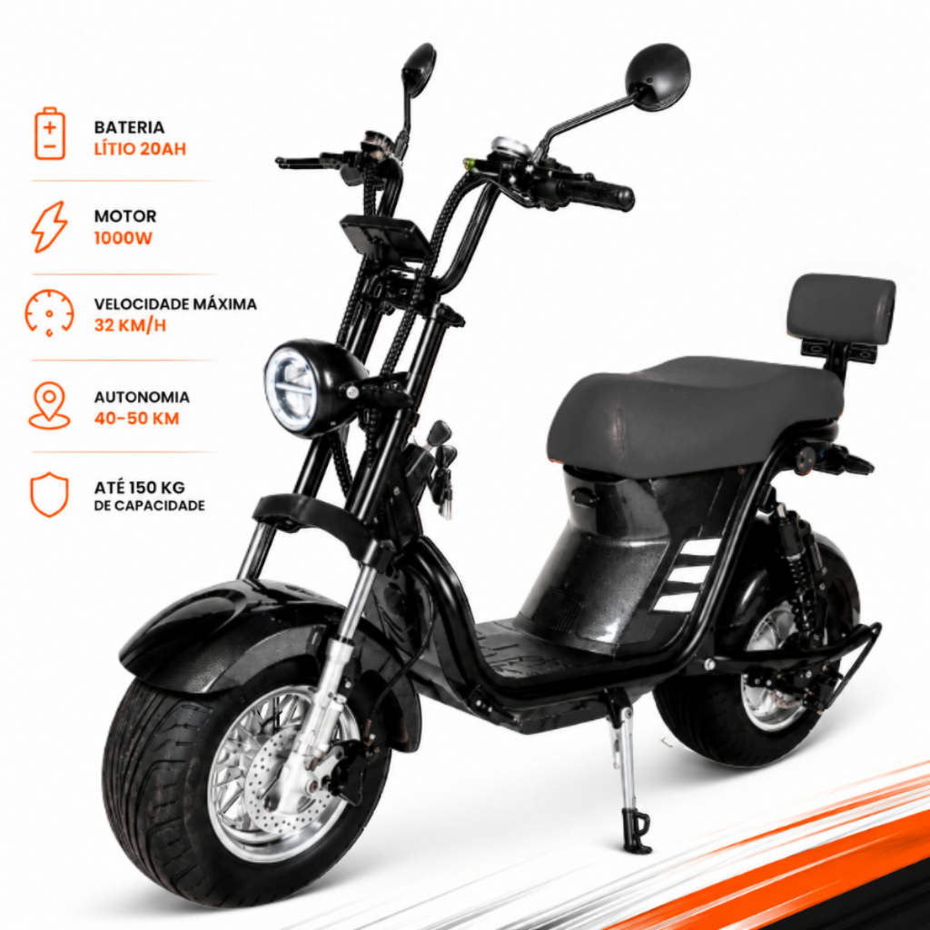 Scooter Elétrica 1000W Motinha Elétrica 32km/h Bicicleta Elétrica Até 150kg