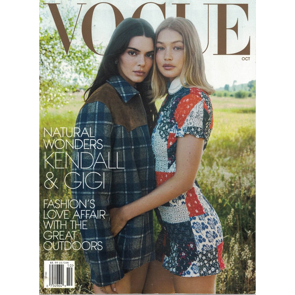 REVISTA VOGUE, DE OUTUBRO DE 2025, COM KENDALL JENNER E GIGI HADID NA CAPA.