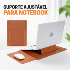 Capa 3 em 1 para Notebook Suporte Ajustável com Mousepad Couro PU Resistente à Água iPad 13/14 15/16