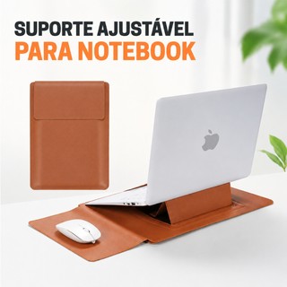 Capa 3 em 1 para Notebook Suporte Ajustável com Mousepad Couro PU Resistente à Água iPad 13/14 15/16