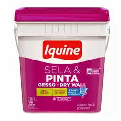Tinta De parede de Gesso Drywall Acrilica Fosca Iquine Sela e Pinta 15L