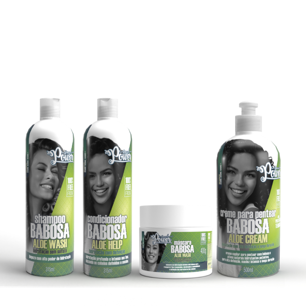 Kit Linha Completa Babosa Soul Power - Shampoo + Condicionador + Máscara + Creme Para Pentear 500ml