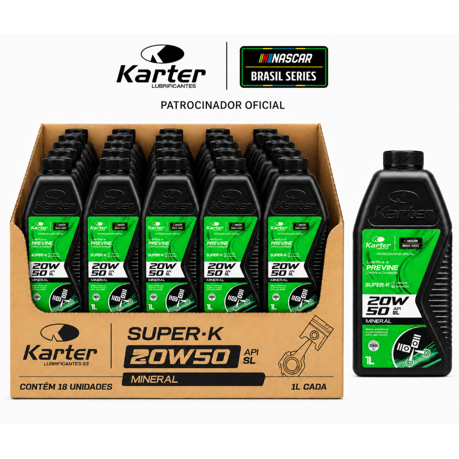 kit 18 Óleo Lubrificante 20W50 Mineral Karter 1L
