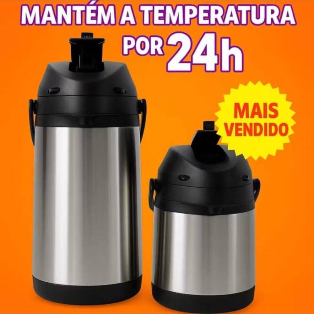 Garrafa Térmica Inox 1,3/2,5/ 4L Premium Parede Dupla Sistema Vácuo Alta Durabilidade Ideal para Café Chá Tereré