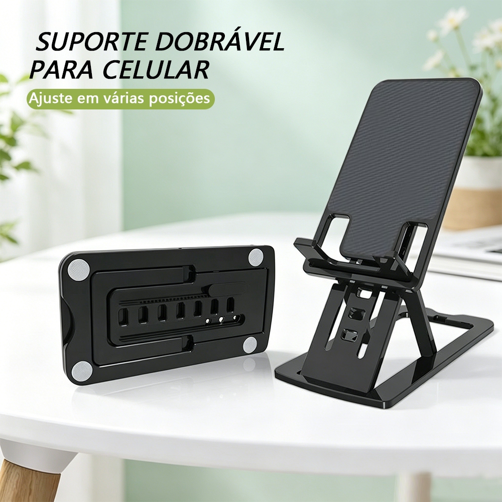 Suporte Dobrável Para Celular E Tablet Portátil Ajustável Apoio Mesa