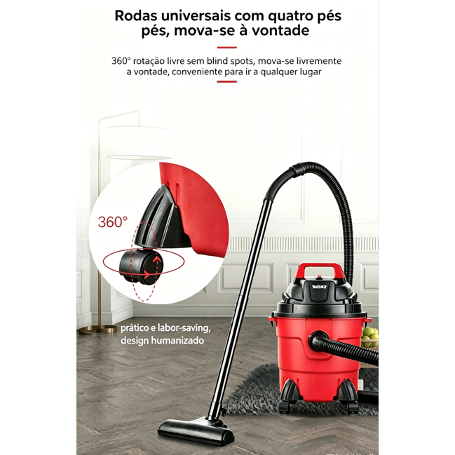 Detalhes do Aspirador de Pó 2 em 1 Úmido e Seco Sucção Potente com Filtro Lável para Casa e Garagem