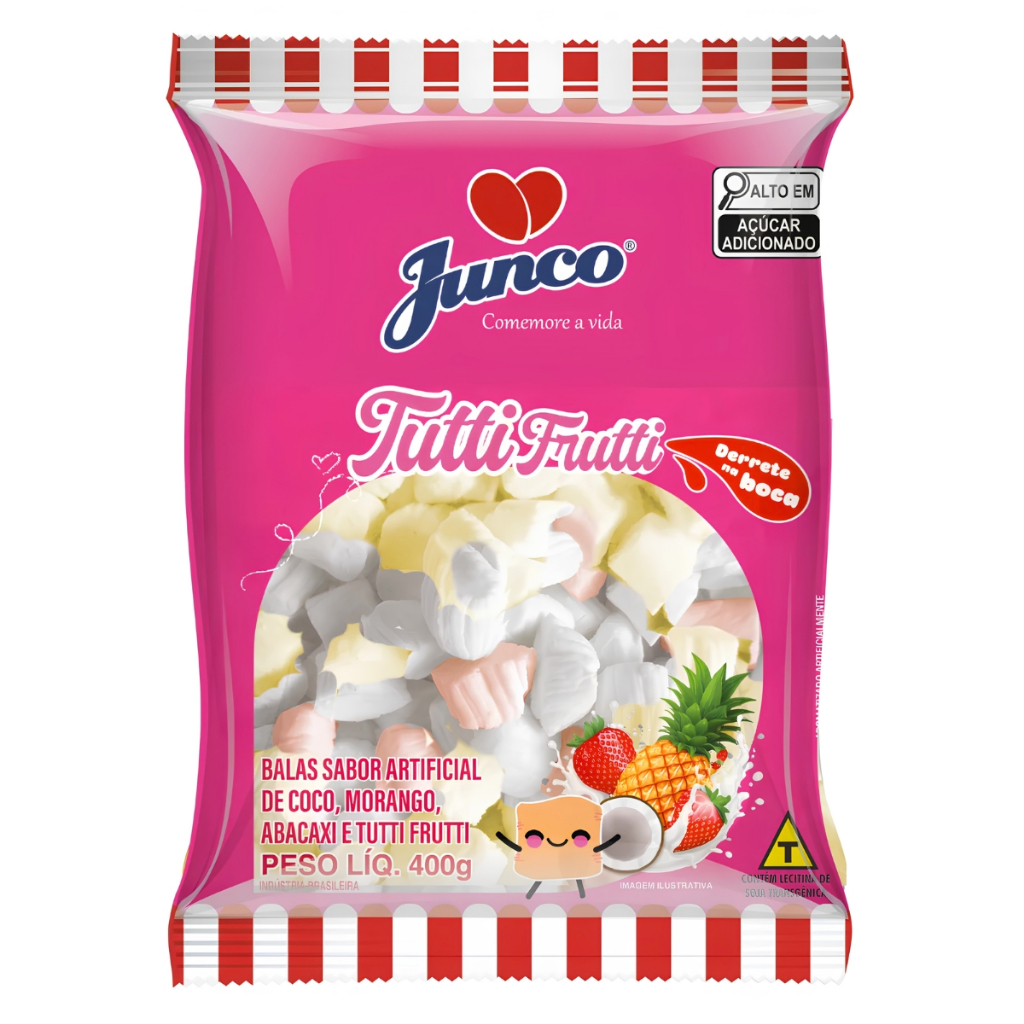 Junco Balas de Coco Sabor Tutti-Frutti 400g